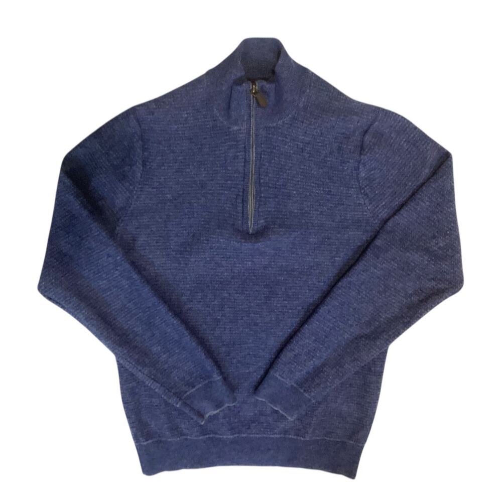 Jos A Bank 1/4 Zip Henley Wool nylon blend long sleeve Sweater Mens Blue M